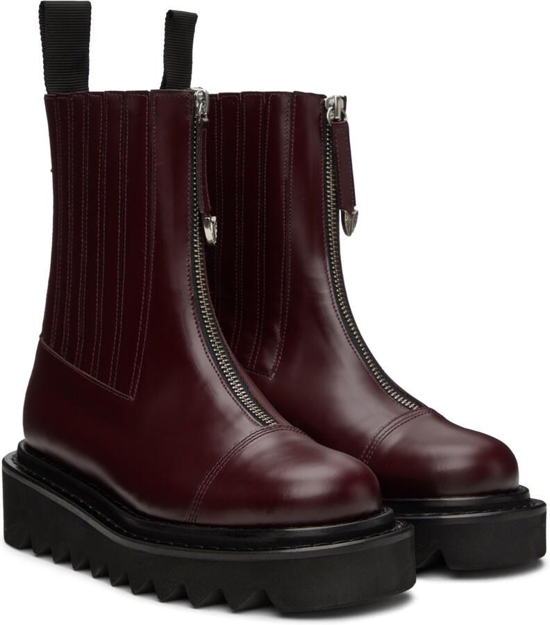 Toga Virilis Burgundy Side Gore Zip Boots - Picture 3