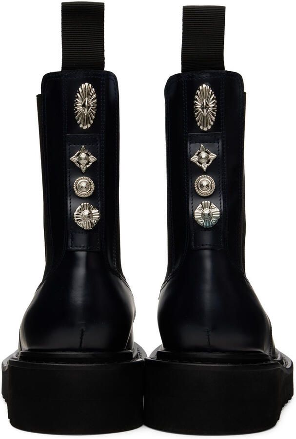 Toga Virilis Navy Leather Chelsea Boots - Picture 3