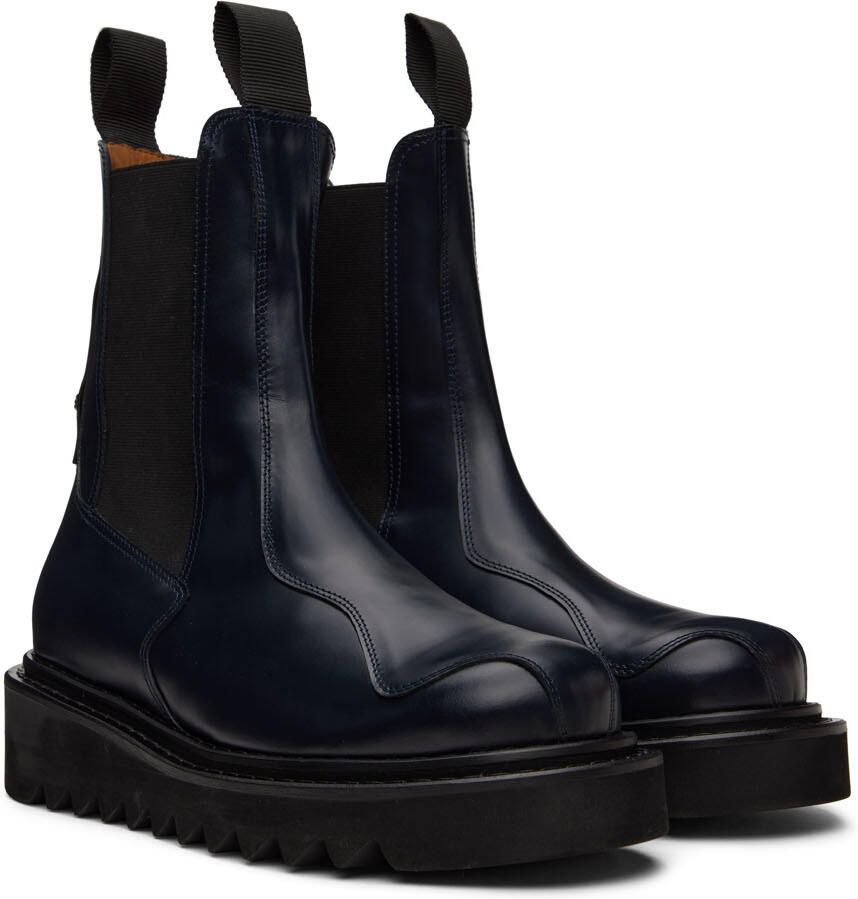 Toga Virilis Navy Leather Chelsea Boots