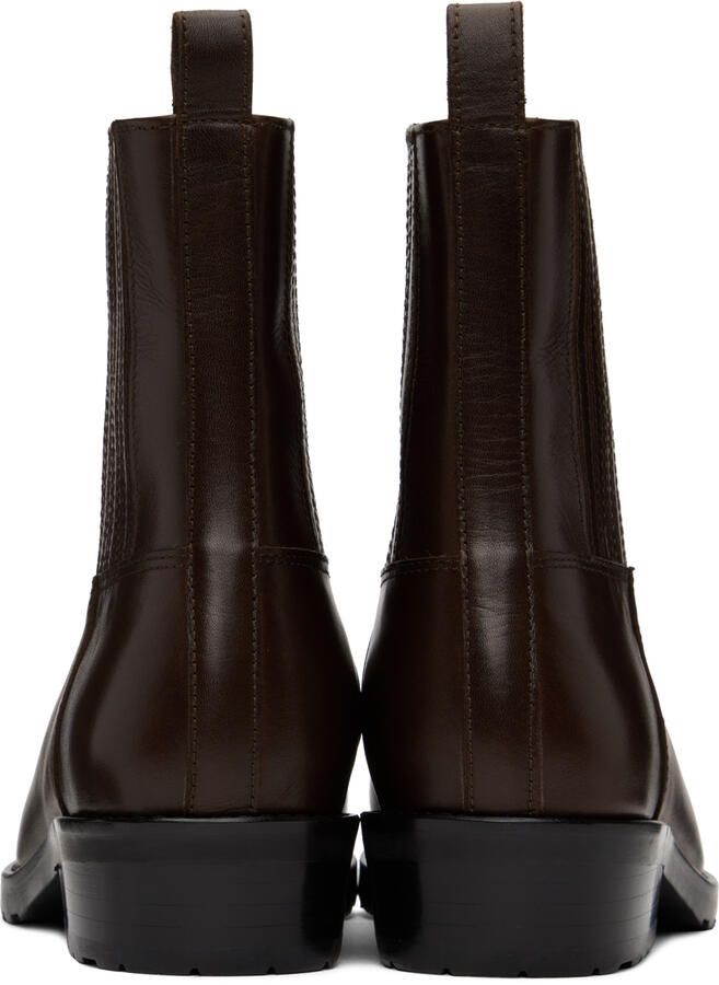 Toga Virilis SSENSE Exclusive Brown Hard Leather Chelsea Boots - Picture 3