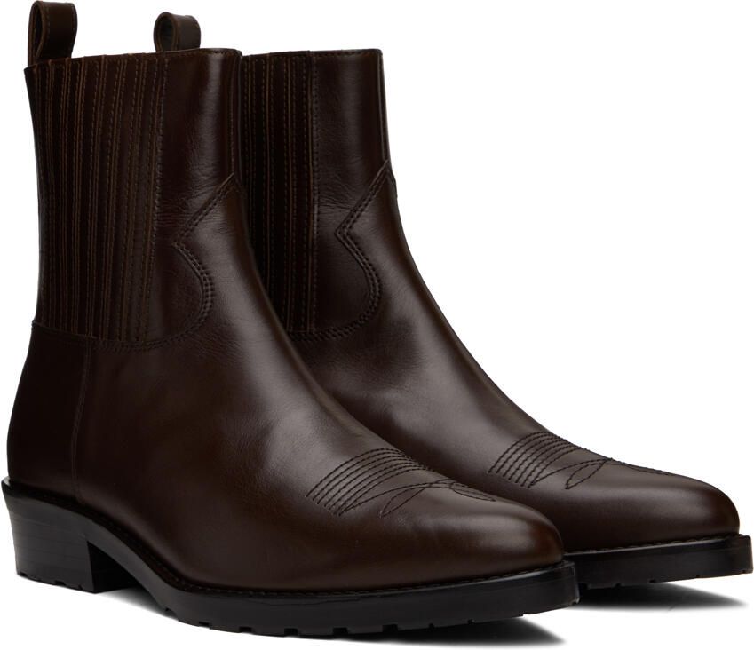 Toga Virilis SSENSE Exclusive Brown Hard Leather Chelsea Boots