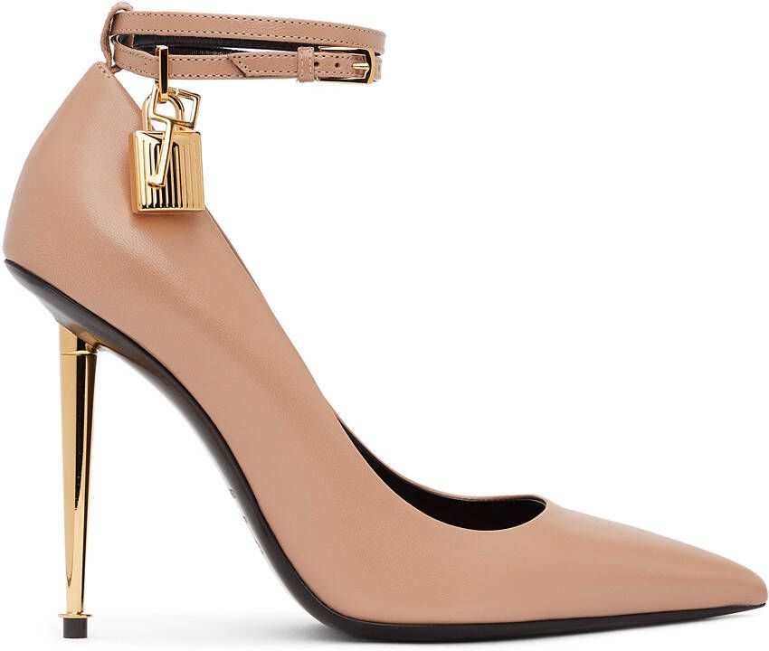 TOM FORD Beige Goatskin Padlock 105 Heels - Picture 5