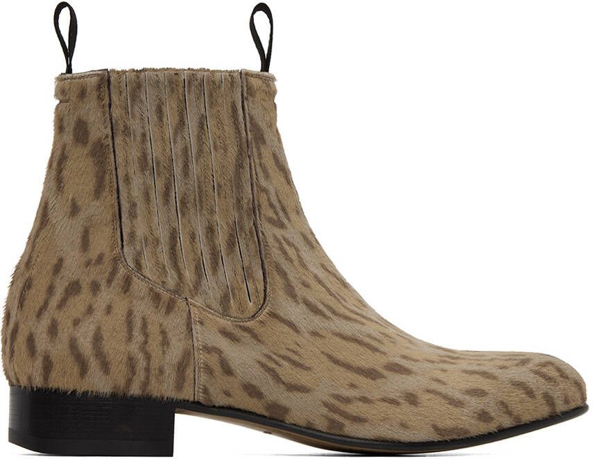 TOM FORD Beige Leopard Chelsea Boots - Picture 5