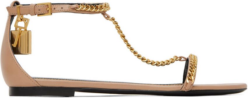 TOM FORD Beige Padlock Chain Flat Sandals - Picture 5