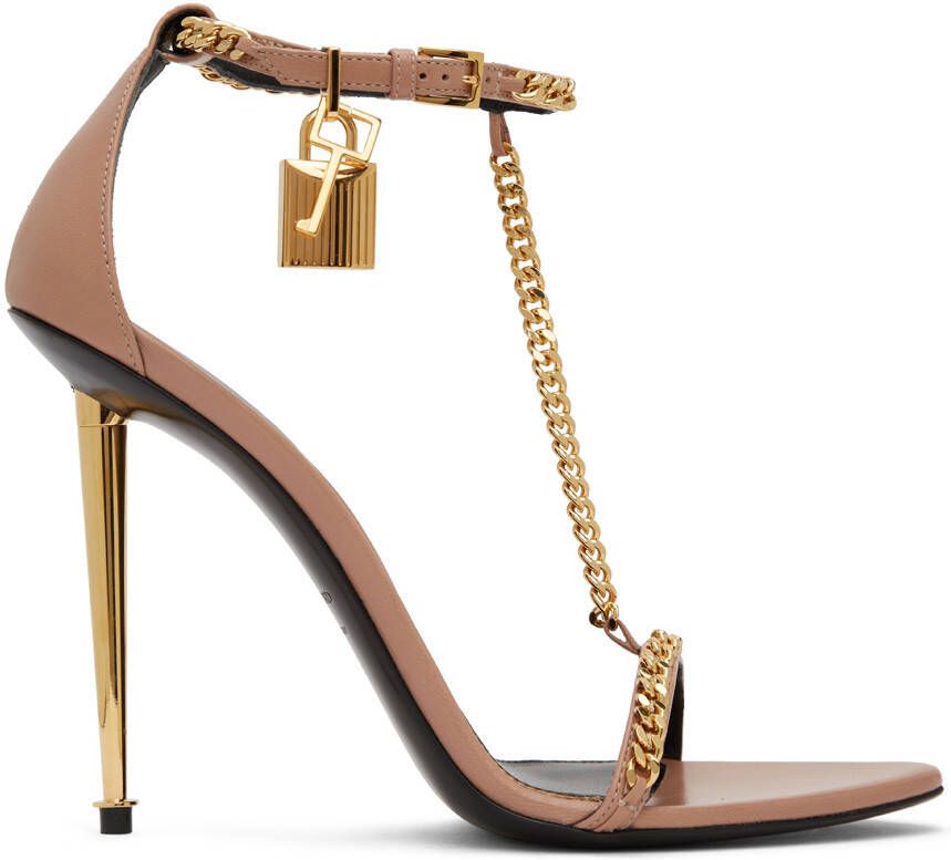 TOM FORD Beige Padlock Naked Heeled Sandals - Picture 5
