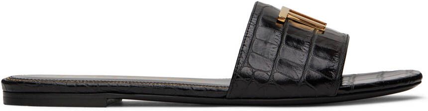 TOM FORD Black Croc Sandals - Picture 9