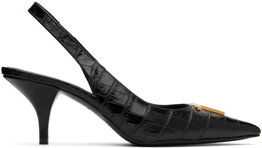 TOM FORD Black Croc Slingback Heels - Picture 5