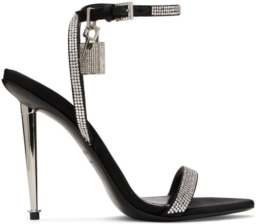TOM FORD Black Crystal-Embellished Heeled Sandals - Picture 5