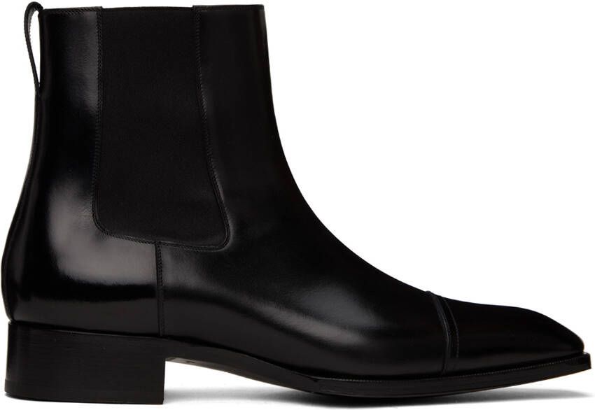 TOM FORD Black Elkan Burnished Chelsea Boots - Picture 5