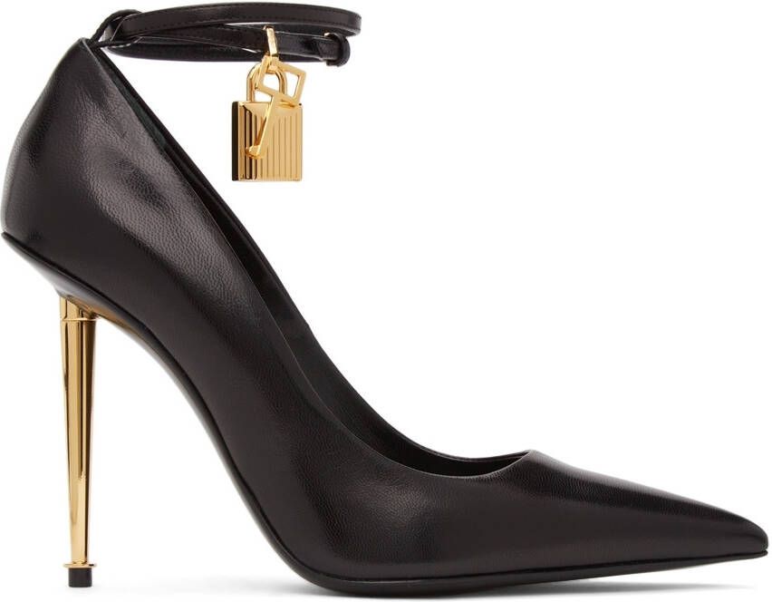 TOM FORD Black Goatskin Padlock 105 Heels - Picture 5