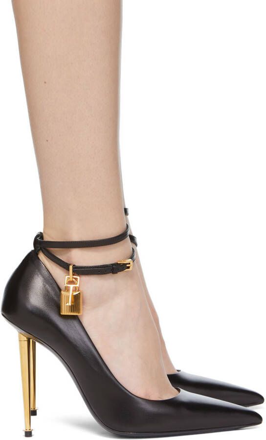 TOM FORD Black Goatskin Padlock 105 Heels - Picture 4