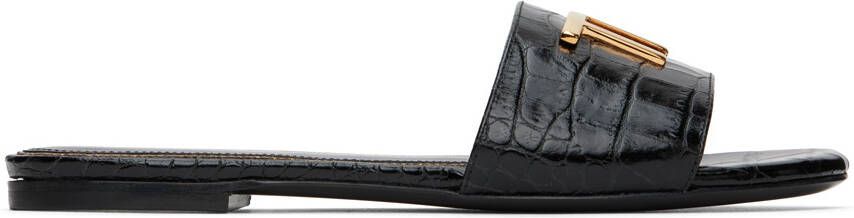 TOM FORD Black Croc Sandals - Picture 8