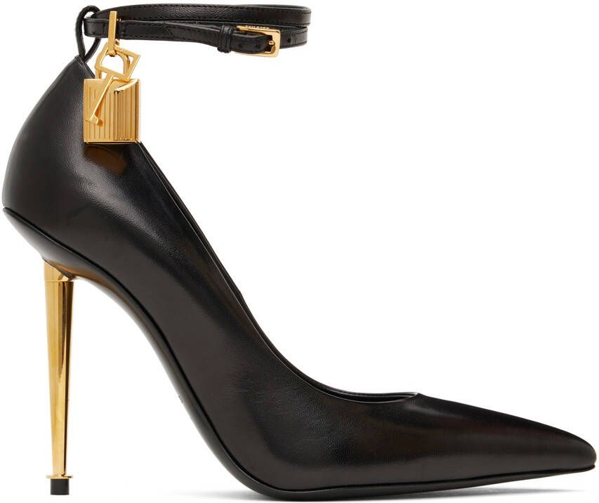 TOM FORD Black Goatskin Padlock 105 Heels - Picture 6