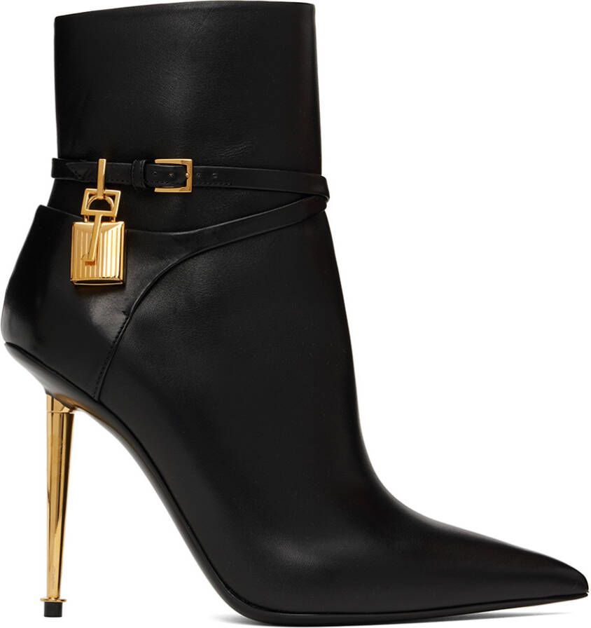 TOM FORD Black Padlock Ankle Boots - Picture 2