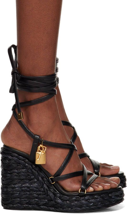 TOM FORD Black Padlock Heeled Sandals
