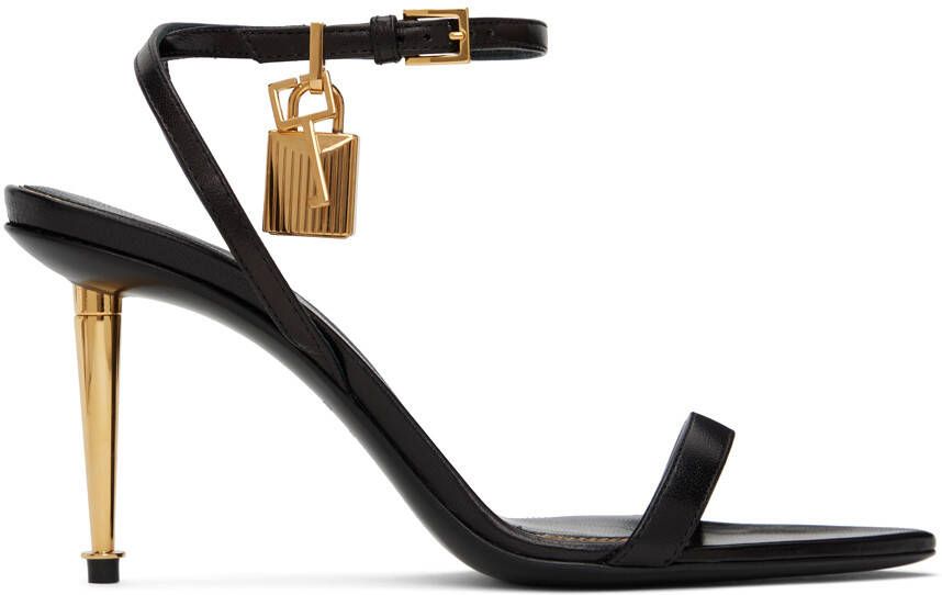 TOM FORD Black Padlock Pointy Naked 85mm Heeled Sandals - Picture 4