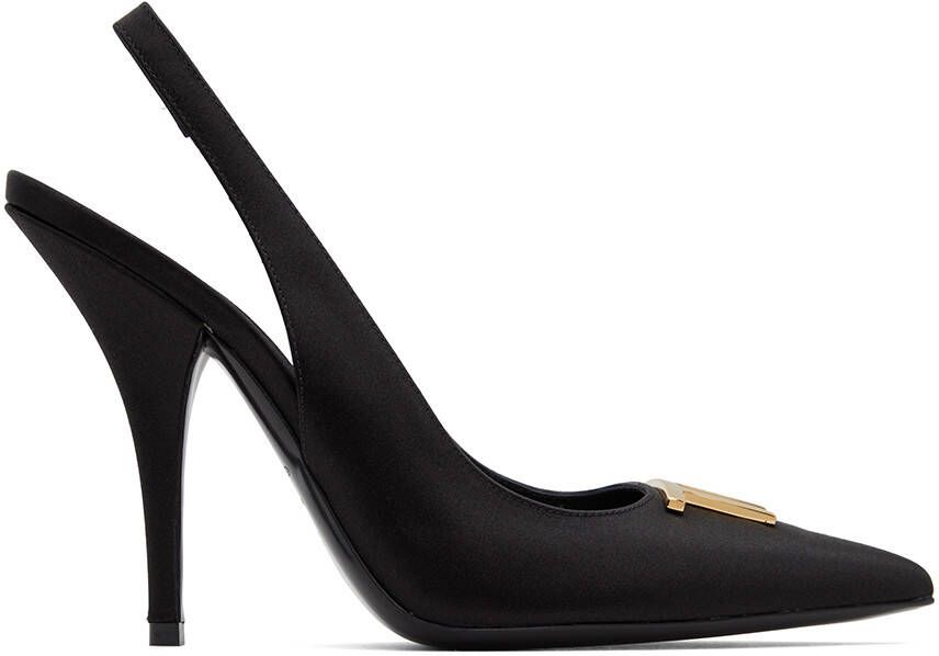 TOM FORD Black Satin Slingback Heels - Picture 5