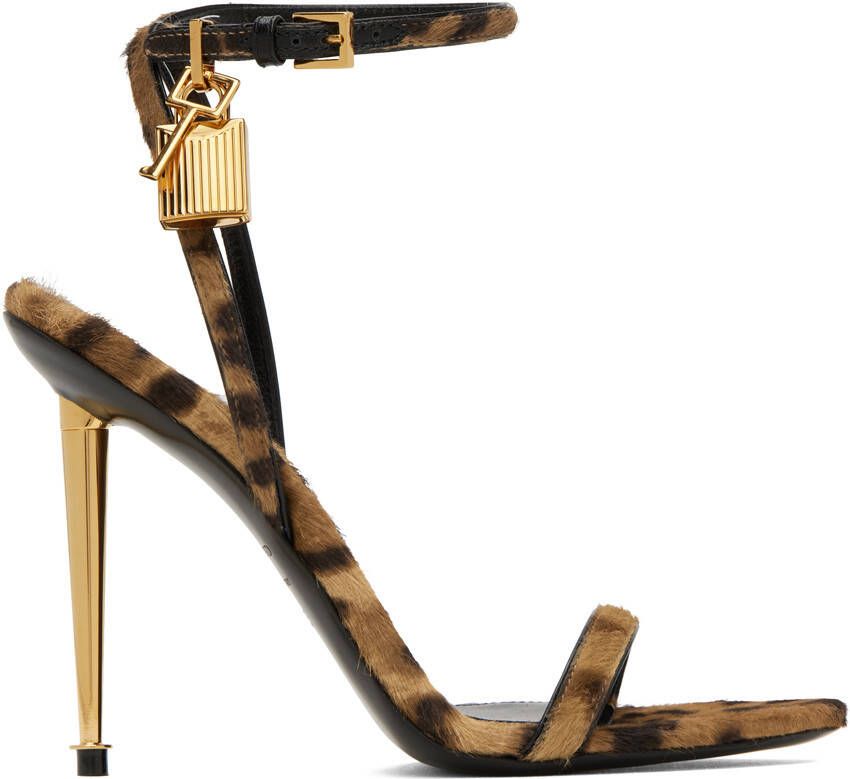 TOM FORD Brown Padlock 105 Heeled Sandals - Picture 5