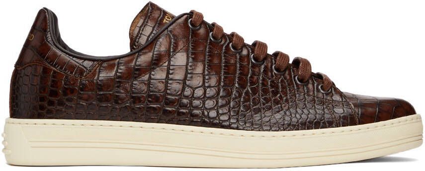 TOM FORD Brown Warwick Sneakers - Picture 4