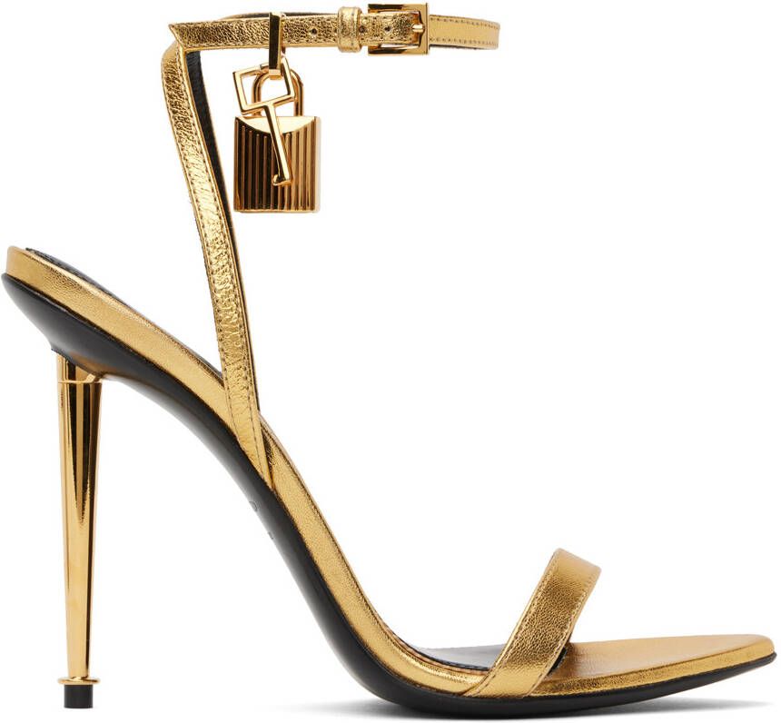TOM FORD Taupe Padlock Pointed Naked Heeled Sandals - Picture 3