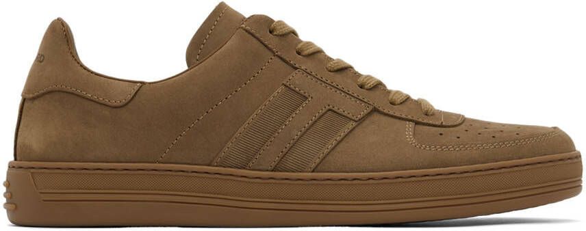 TOM FORD Khaki Suede Radcliffe Sneakers - Picture 5