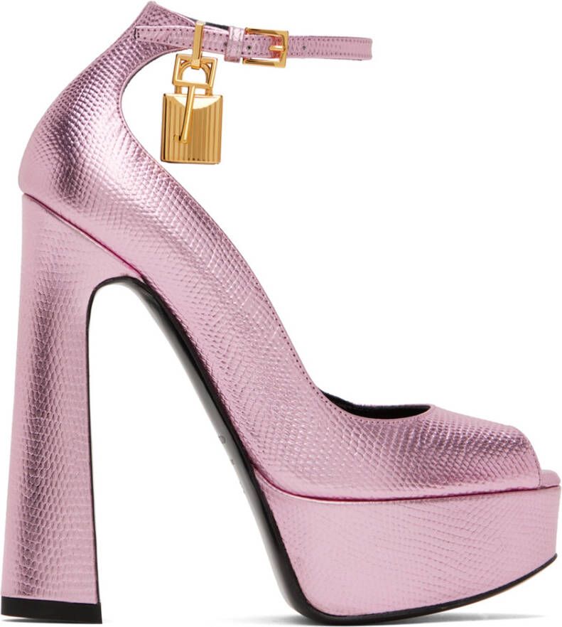 TOM FORD Pink Lizard Padlock Pumps