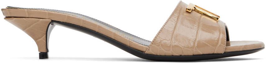 TOM FORD Taupe Stamped Heeled Sandals - Picture 5