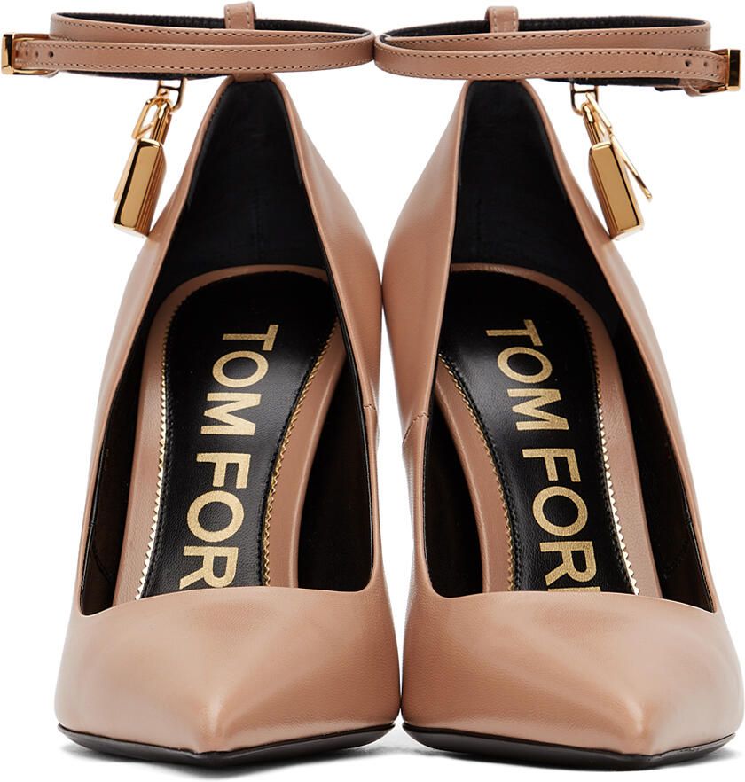 TOM FORD Beige Goatskin Padlock 105 Heels - Picture 2