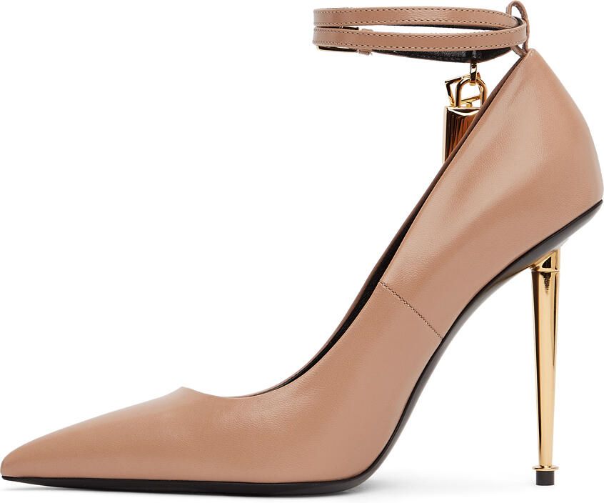 TOM FORD Beige Goatskin Padlock 105 Heels - Picture 3