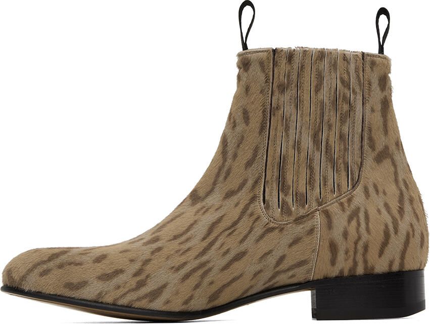 TOM FORD Beige Leopard Chelsea Boots - Picture 3