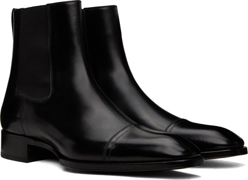 TOM FORD Black Elkan Burnished Chelsea Boots - Picture 2