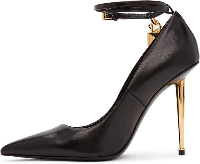 TOM FORD Black Goatskin Padlock 105 Heels - Picture 3