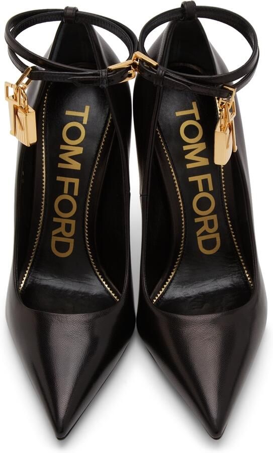 TOM FORD Black Goatskin Padlock 105 Heels - Picture 4