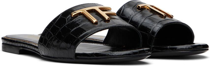 TOM FORD Black Croc Sandals - Picture 6