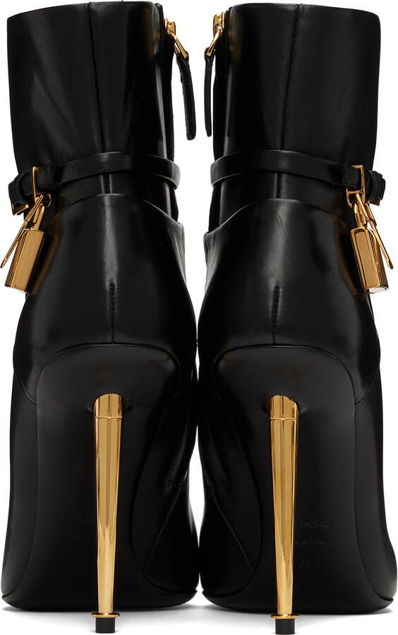 TOM FORD Black Padlock Ankle Boots - Picture 5
