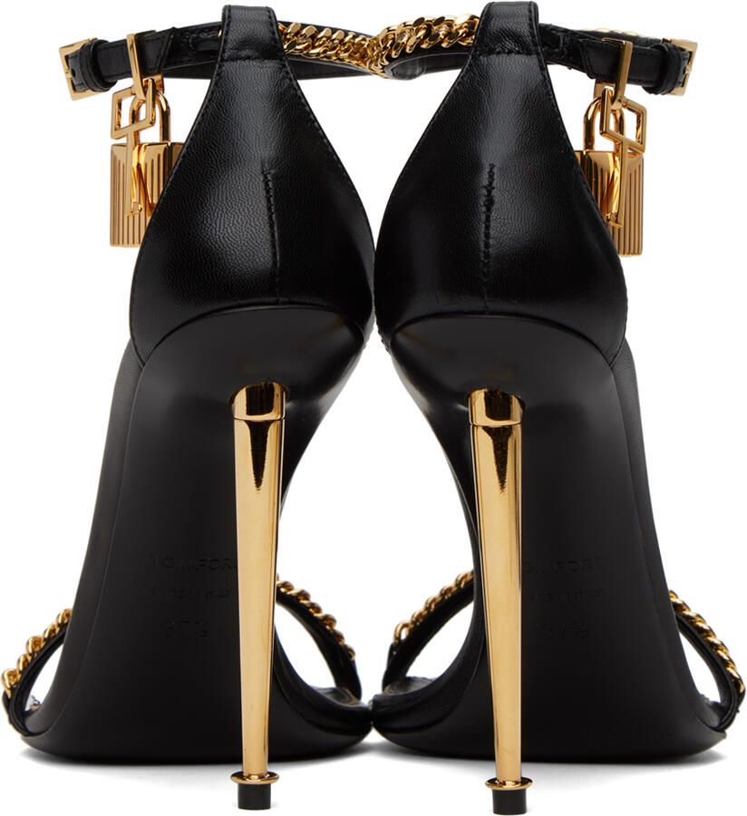 TOM FORD Black Padlock Chain Heeled Sandals
