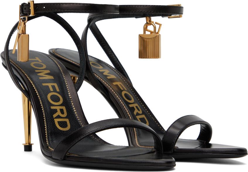 TOM FORD Black Padlock Pointy Naked 85mm Heeled Sandals - Picture 2