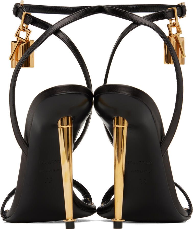 TOM FORD Black Padlock Pointy Naked Heeled Sandals