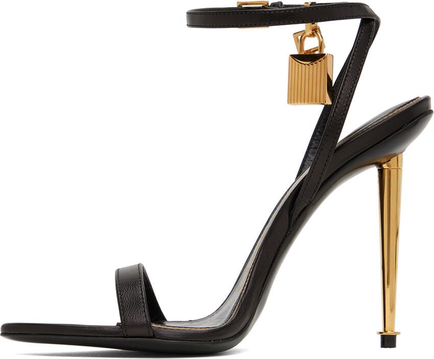 TOM FORD Black Padlock Pointy Naked Heeled Sandals - Picture 4