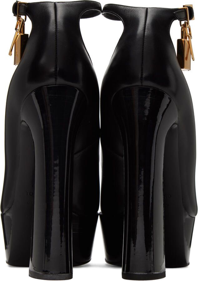 TOM FORD Black Peep Toe Platform Heeled Sandals - Picture 5