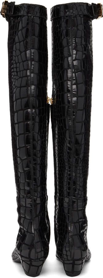 TOM FORD Black Printed Leather Boots - Picture 3
