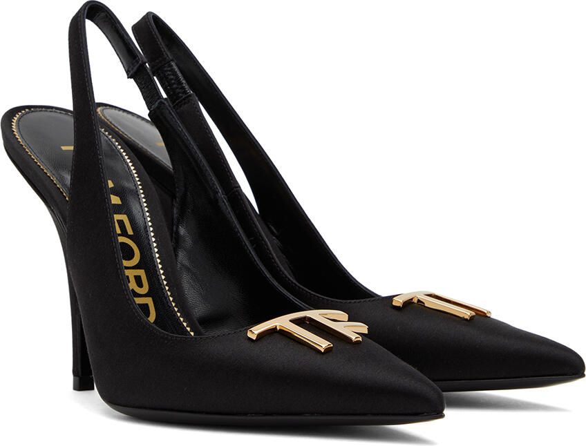 TOM FORD Black Satin Slingback Heels - Picture 2
