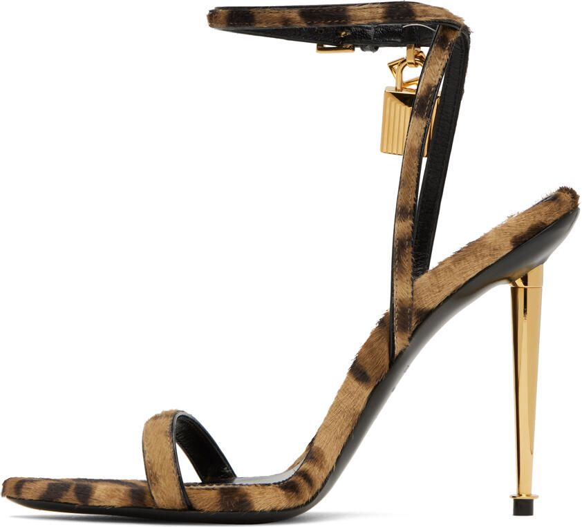 TOM FORD Brown Padlock 105 Heeled Sandals - Picture 3