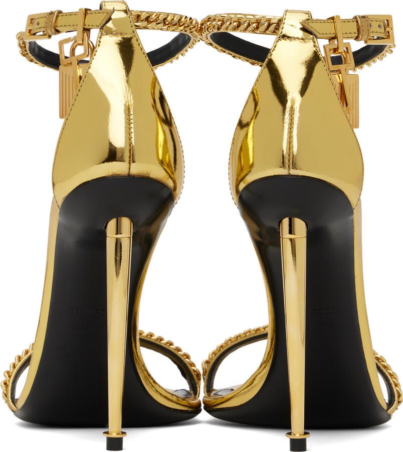 TOM FORD Gold Laminated Heeled Sandals