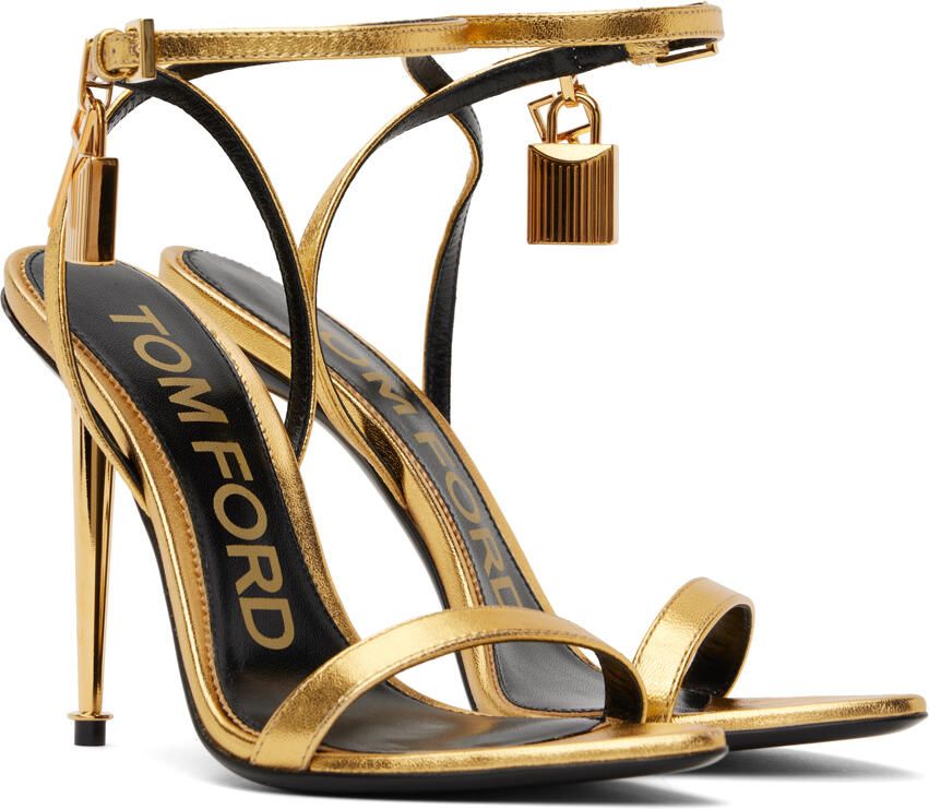TOM FORD Taupe Padlock Pointed Naked Heeled Sandals - Picture 5