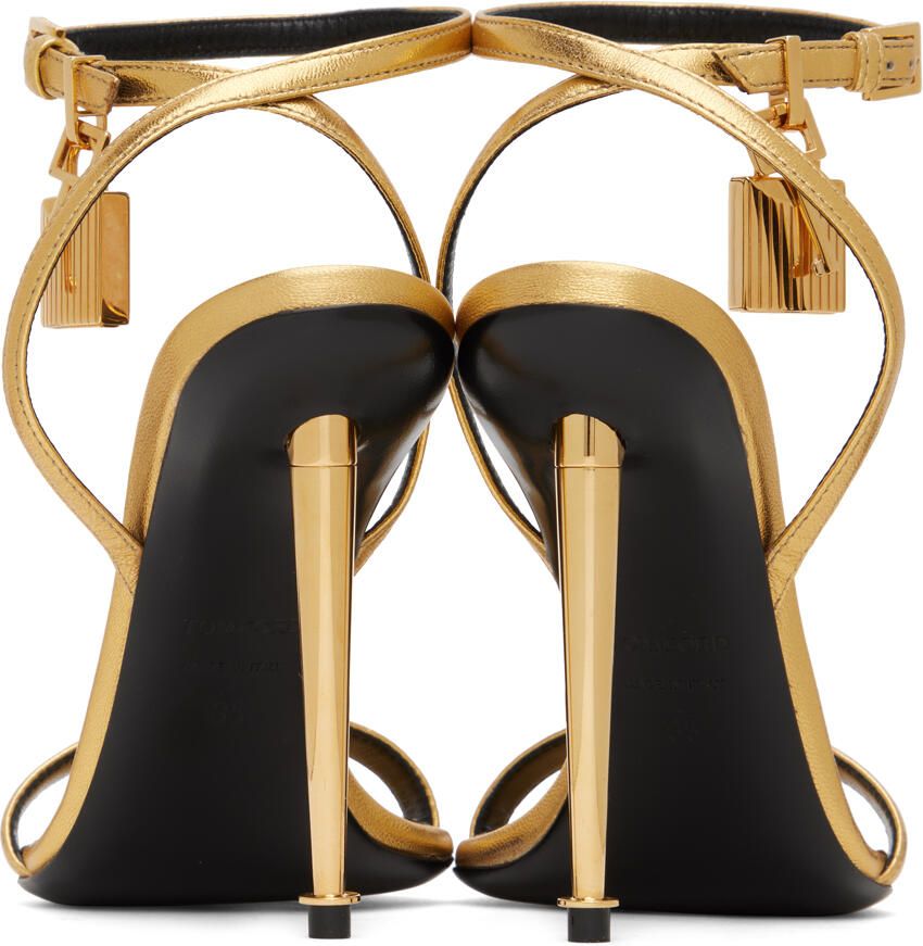 TOM FORD Taupe Padlock Pointed Naked Heeled Sandals - Picture 10