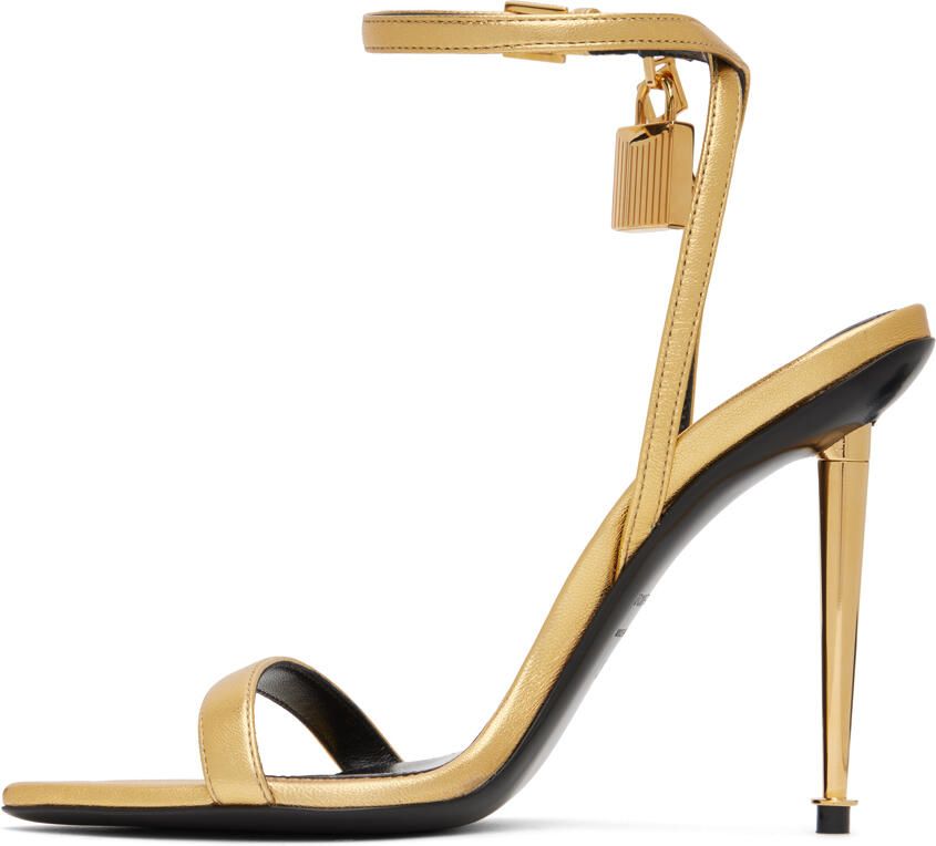 TOM FORD Taupe Padlock Pointed Naked Heeled Sandals - Picture 4