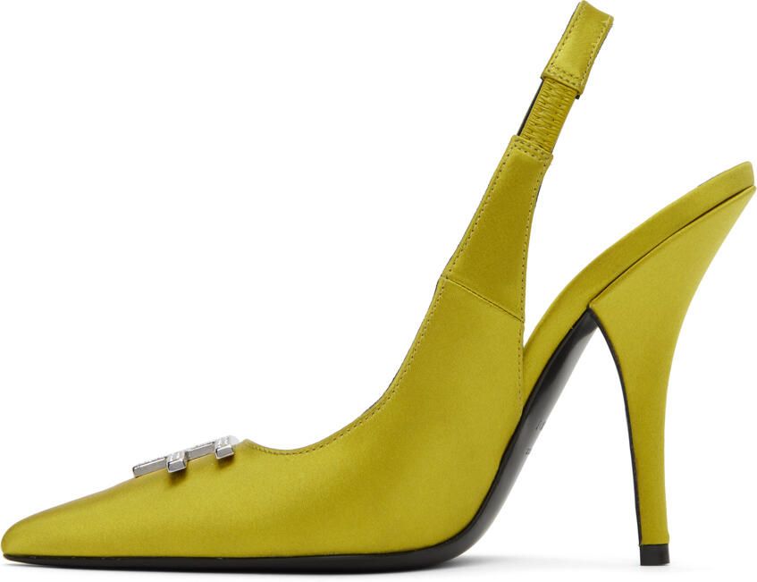 TOM FORD Green Crystal-Cut Slingback Heels - Picture 3