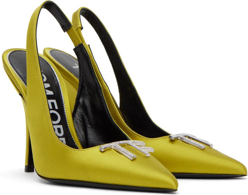 TOM FORD Green Crystal-Cut Slingback Heels