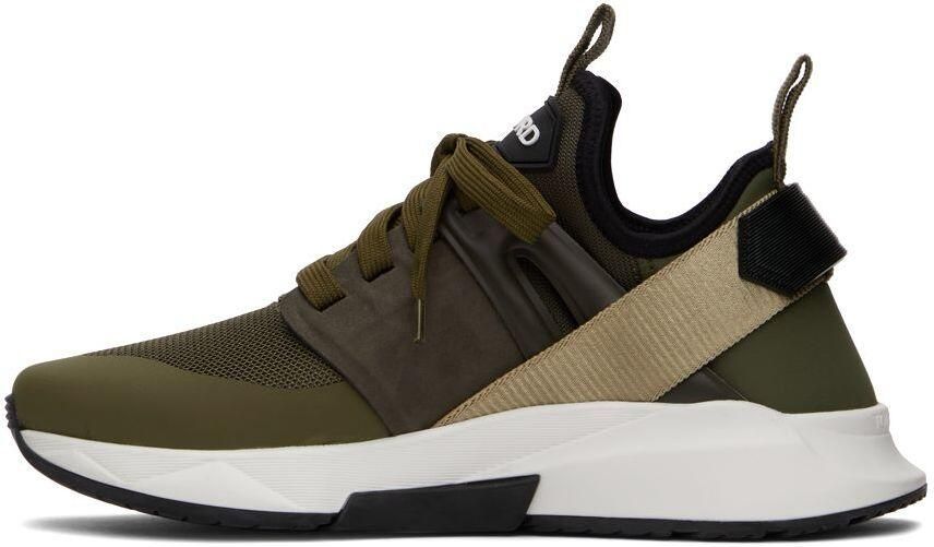 TOM FORD Khaki Jago Low-Top Sneakers - Picture 3